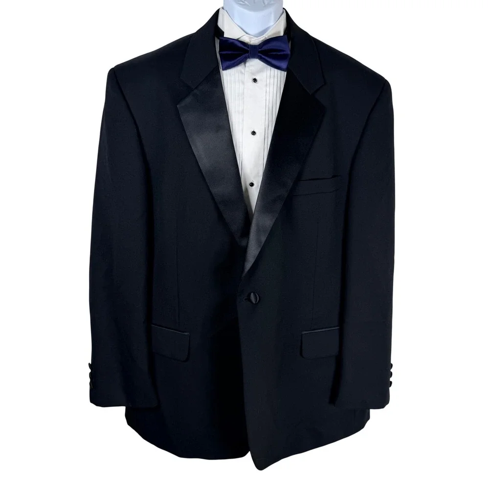 Vintage Versini 2pc Tuxedo Suit Wool 46R 40x28.5 Pleated Pants Formal Wedding